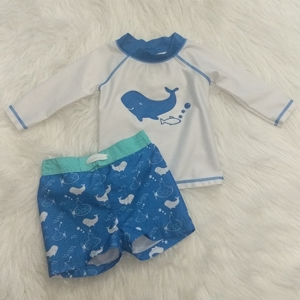 2 Pc Whale Swim Trunk Matching Set
